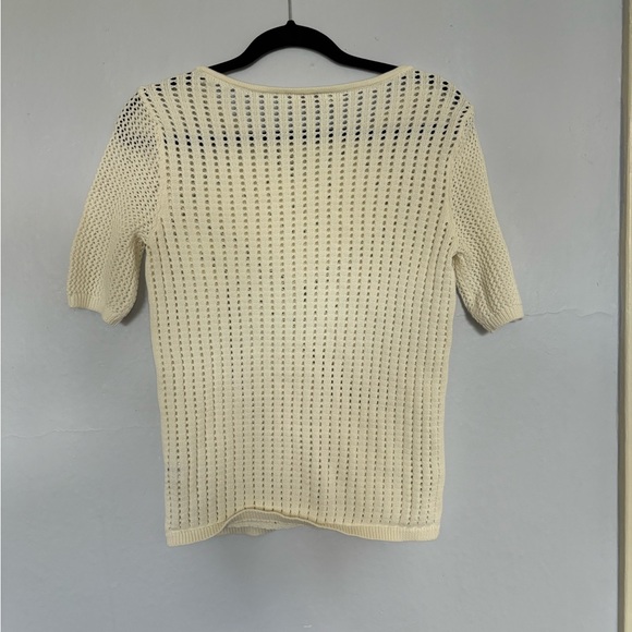 White Crochet/knit top by the brand Hinge, size small - Picture 6 of 10